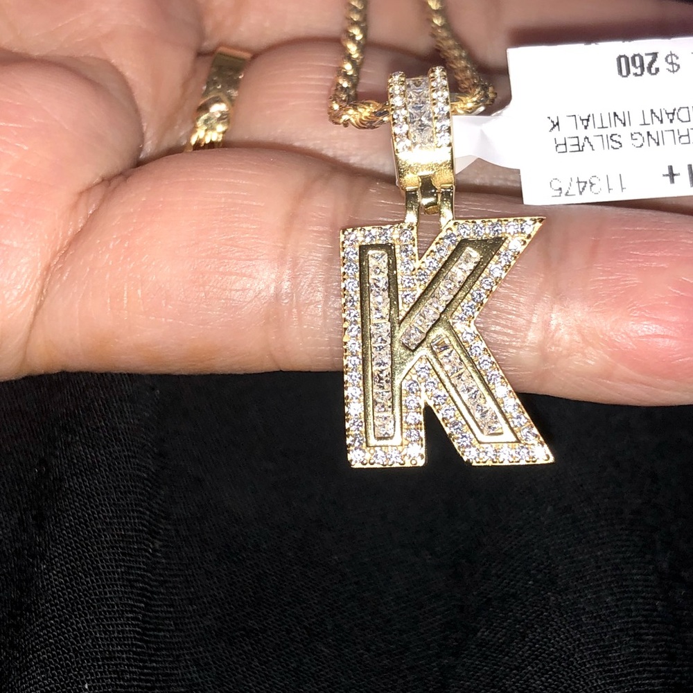 VVS clarity K initial pendant ,  Swarovski Crystal initial, name necklace charm